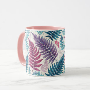Vintage-style botanical fern leaves mug