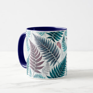 Vintage-style botanical fern leaves mug
