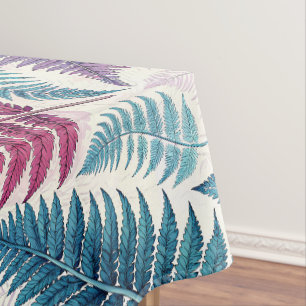 Vintage-style botanical fern leaves tablecloth