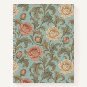 Vintage-style botanical rose notebook