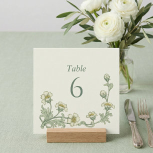 Vintage style Botanical Sage Green Table Numbers