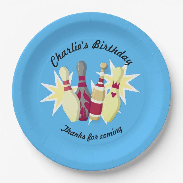 Vintage-style Bowling Paper Plate (Front)