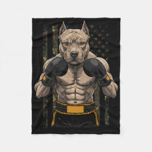 Vintage Style Boxing Camouflage Usa Pit Bull Funny Fleece Blanket