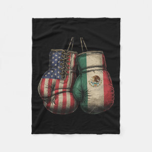 Vintage Style Boxing Gloves with USA and Mexican Fleece Blanket
