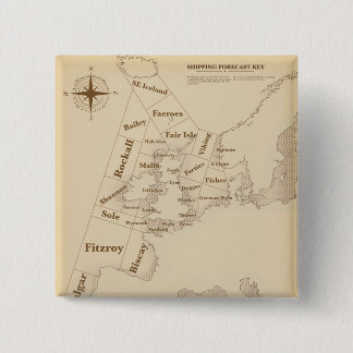 Vintage style British Isles Shipping Forecast 15 Cm Square Badge