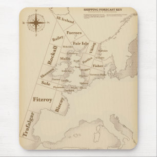 Vintage style British Isles Shipping Forecast Mouse Mat