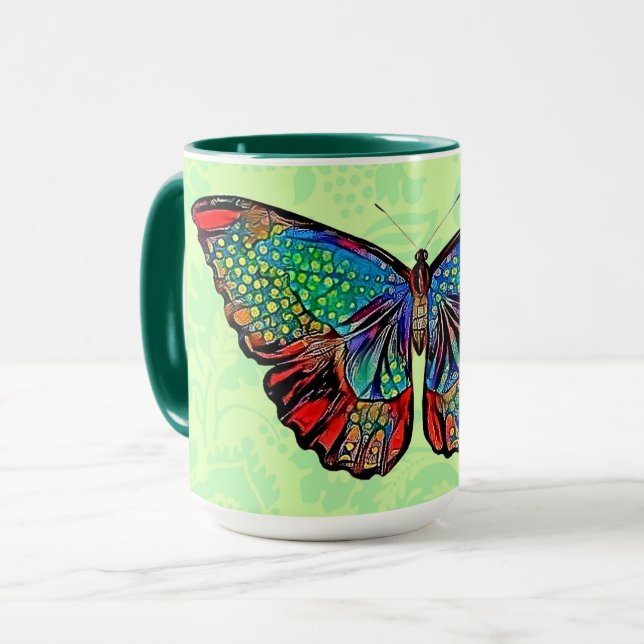 Vintage Style Butterfly Art Cup Mug (Front Left)