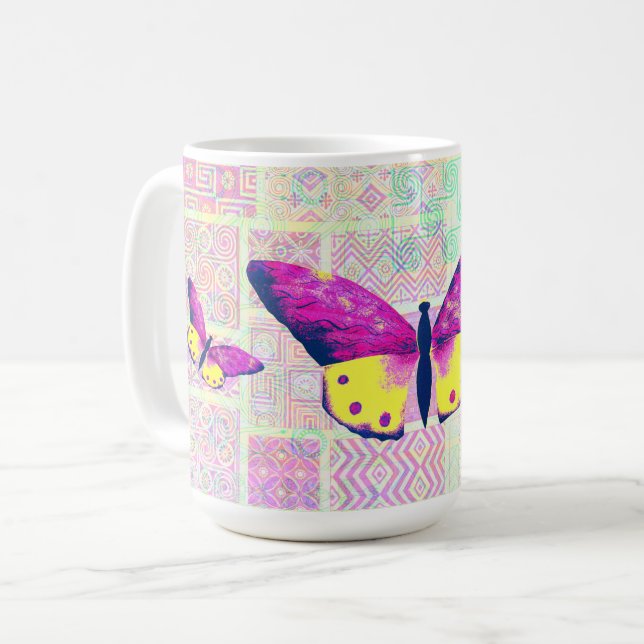 Vintage Style Butterfly Art Mug Cup (Front Left)