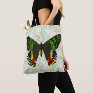 Vintage Style Butterfly Floral Tote Bag
