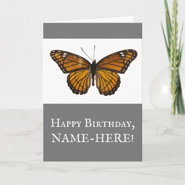 Vintage Style, Butterfly, Happy Birthday Card (Front)