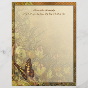 Vintage Style Butterfly Illustration Custom Letterhead