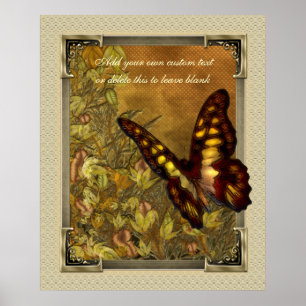 Vintage Style Butterfly Illustration Poster
