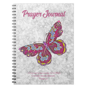 Vintage Style Butterfly Prayer Journal Notebook