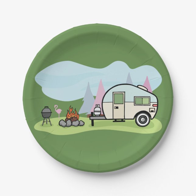 Vintage Style Camper Paper Plates (Front)