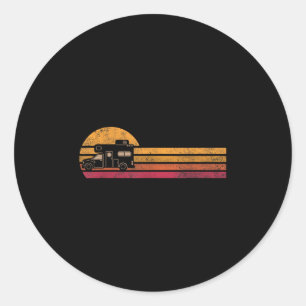Vintage Style Camper Van Silhouette Retro Camping Classic Round Sticker