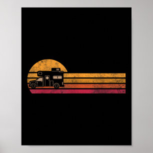 Vintage Style Camper Van Silhouette Retro Camping  Poster