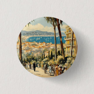 Vintage Style Cannes French Travel Watercolor 3 Cm Round Badge