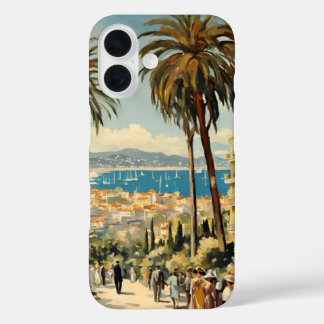 Vintage Style Cannes French Travel Watercolor iPhone 16 Case