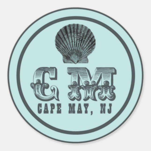 Vintage Style Cape May NJ Beach Tag Stickers (Front)
