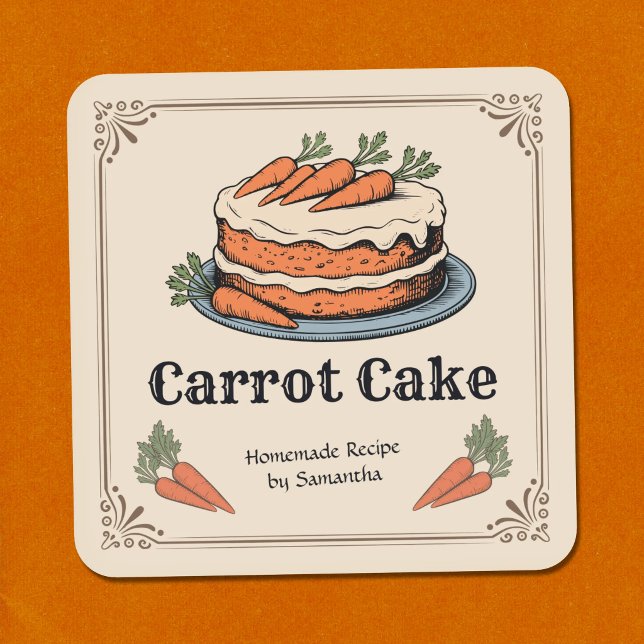 Vintage-Style Carrot Cake Label Sticker (Vintage-Style Carrot Cake Label Sticker)