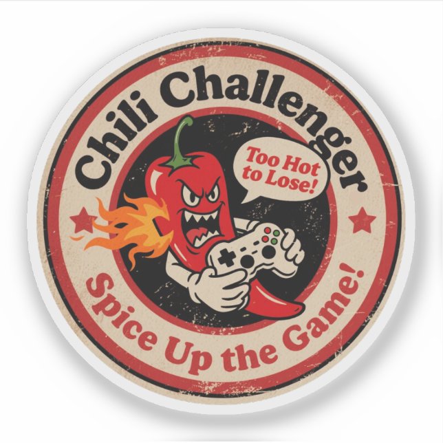 Vintage Style Cartoon Chilli with Controller Gamer (Front)