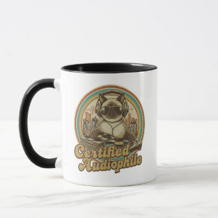 Vintage Style Cat Listening to Vinyl Records Mug