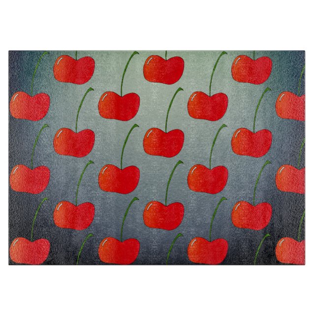 Vintage-style Cherry glass cutting board (Front)