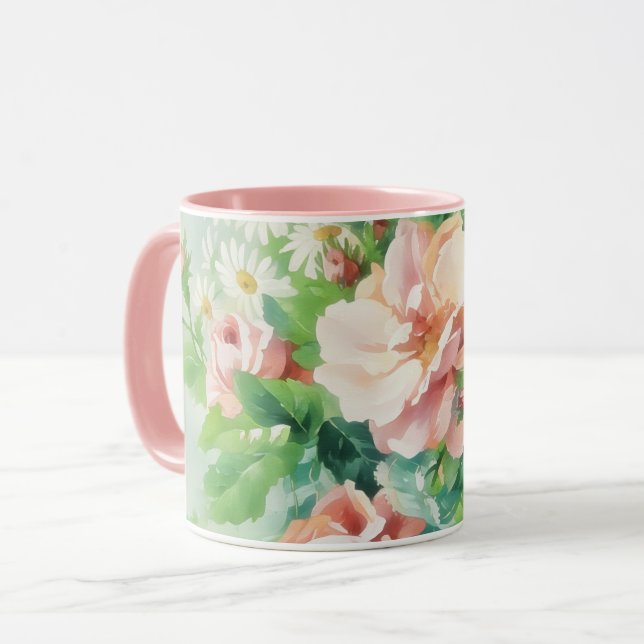 Vintage Style Chic Floral Art Mug Cup (Front Left)