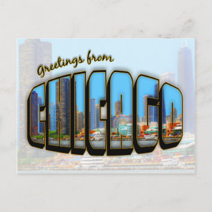 Vintage Style Chicago Cityscape Post Card