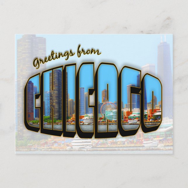 Vintage Style Chicago Cityscape Post Card (Front)