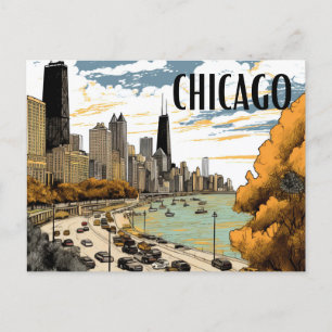 Vintage Style Chicago Postcard