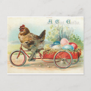 Vintage Style Chicken and Easter Eggs Postcard