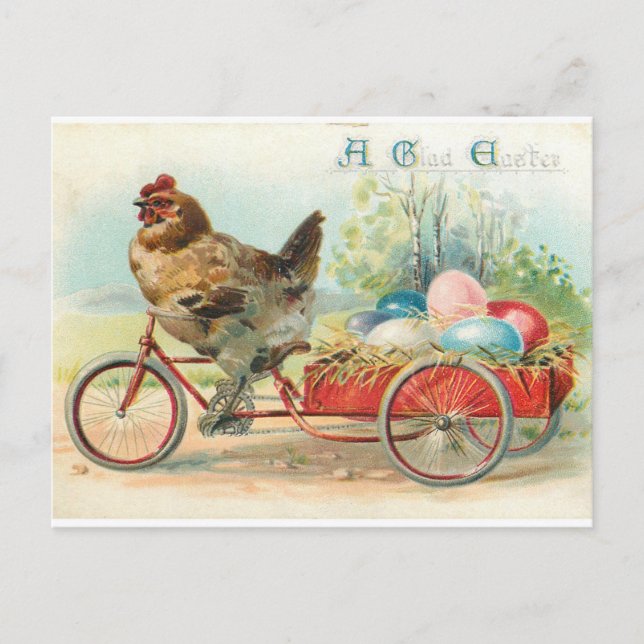 Vintage Style Chicken and Easter Eggs Postcard (Front)