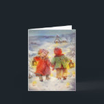 Vintage Style Children Walking In the Snow Card<br><div class="desc">Vintage Style Children Waling In The Snow Christmas Holiday Card.</div>