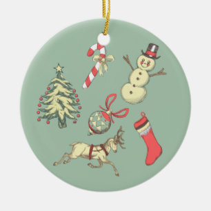 Vintage Style Christmas Ceramic Tree Decoration