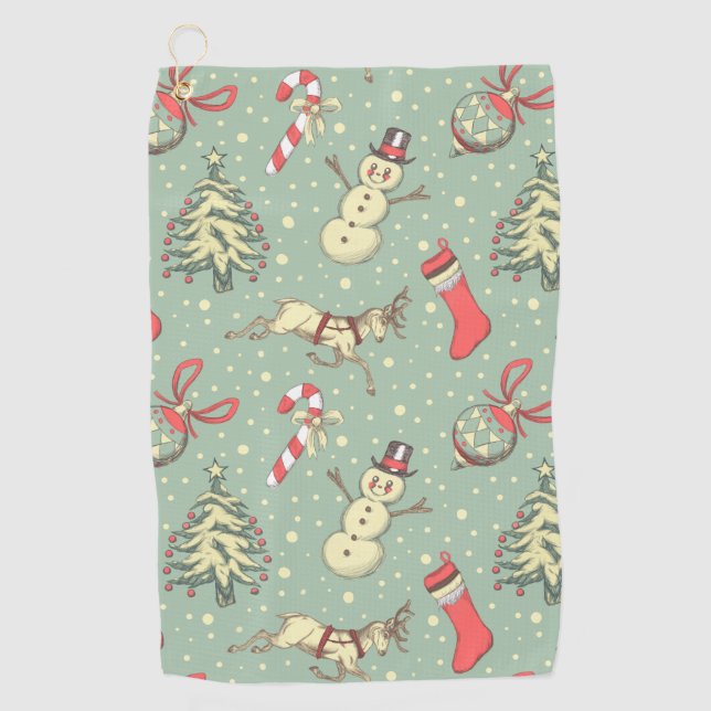 Vintage Style Christmas Golf Towel (Front)