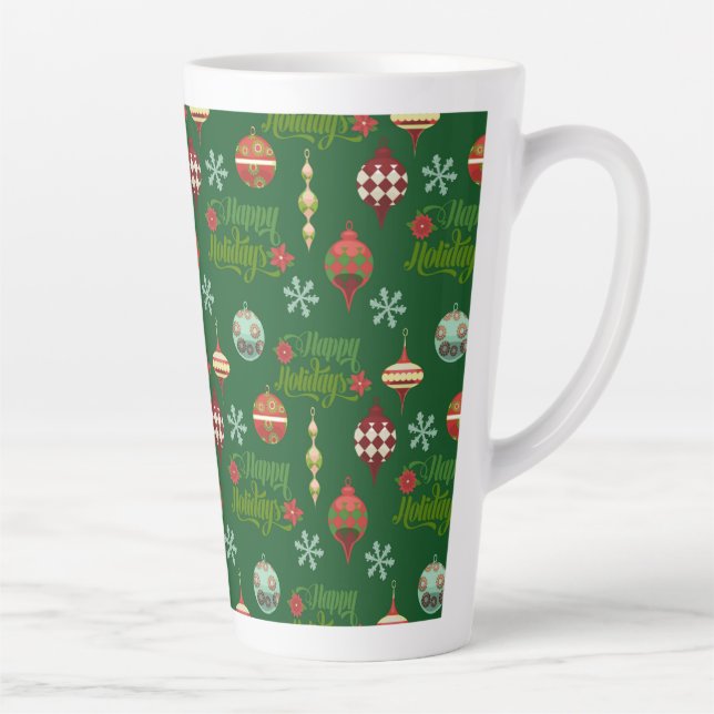 Vintage Style Christmas Happy Holidays! Latte Mug (Right)