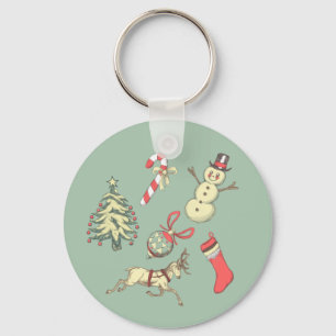 Vintage Style Christmas Key Ring