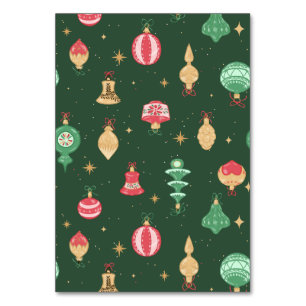 Vintage Style Christmas Ornament Pattern - Green Table Number