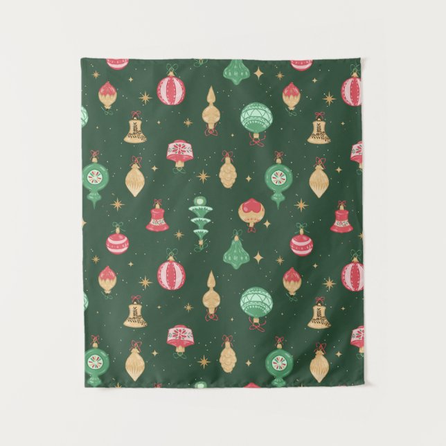 Vintage Style Christmas Ornament Pattern - Green Tapestry (Front)