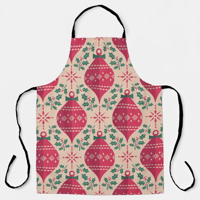 Vintage Style Christmas Seamless Pattern Apron (Front)