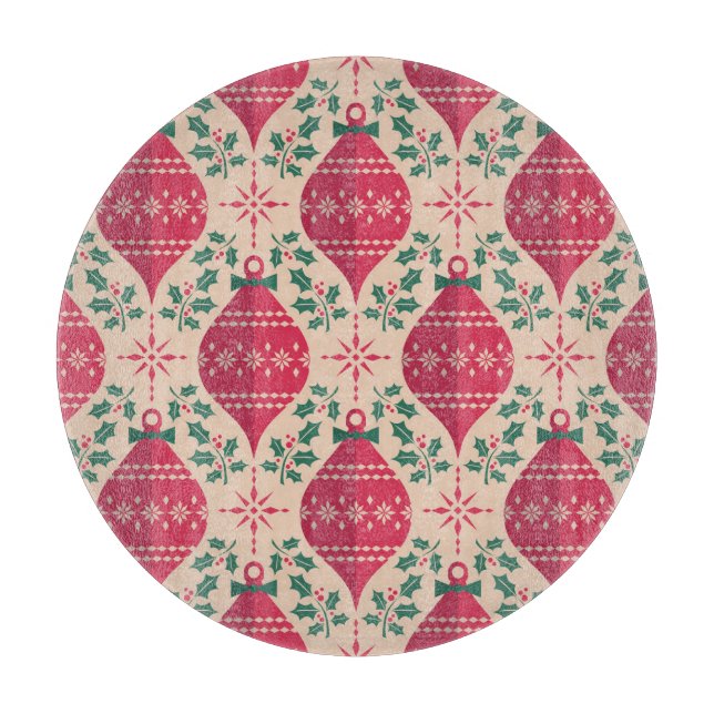 Vintage Style Christmas Seamless Pattern Cutting Board (Front)