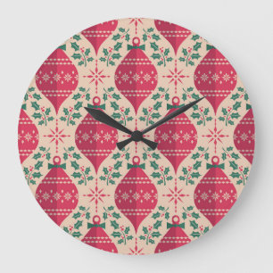 Vintage Style Christmas Seamless Pattern Large Clock
