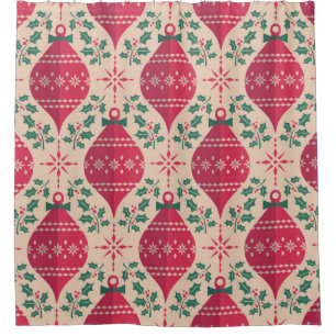 Vintage Style Christmas Seamless Pattern Shower Curtain
