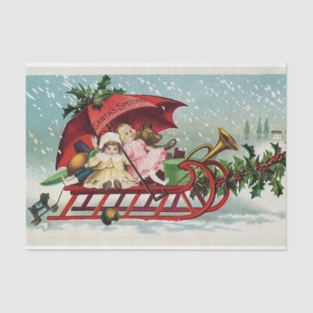 Vintage Style Christmas Sled of Toys  Tissue Paper (Front)