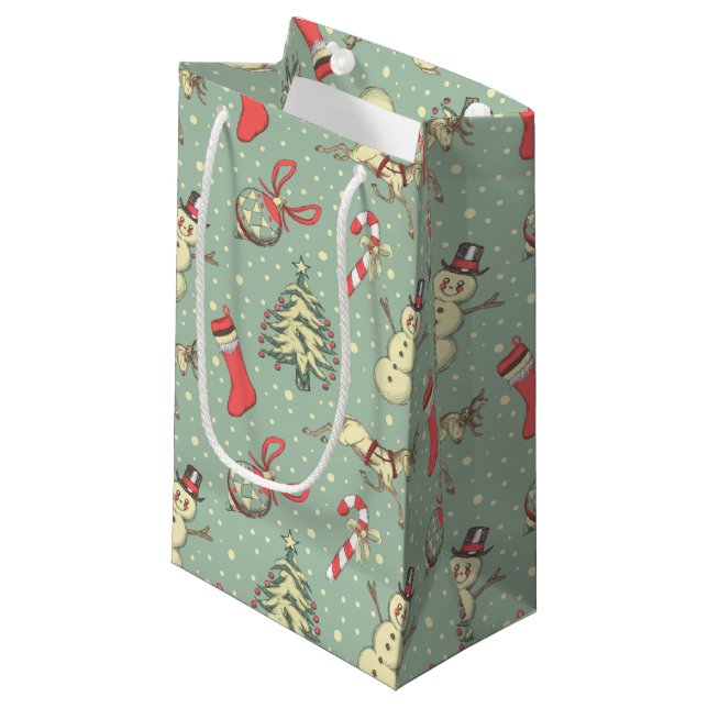 Vintage Style Christmas Small Gift Bag (Front Angled)