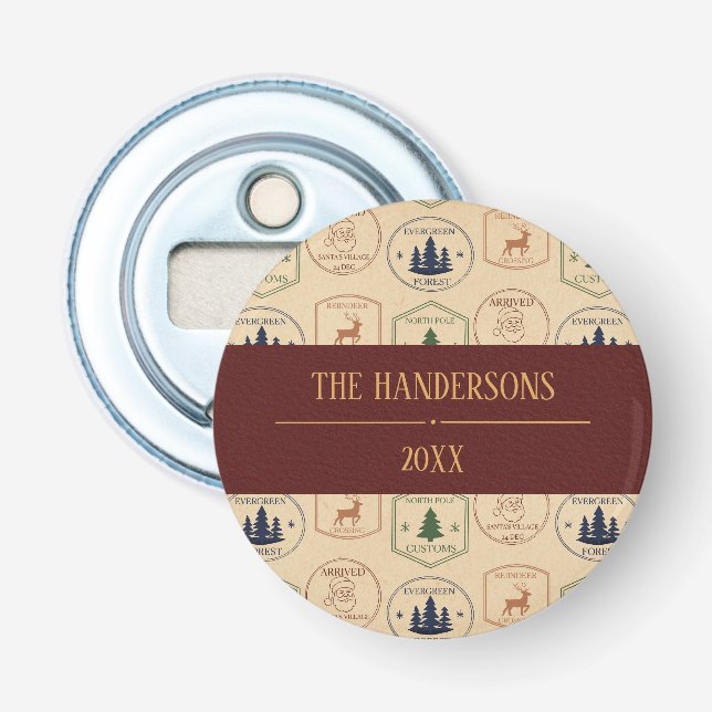 Vintage Style Christmas Stamp Bottle Opener (Front)