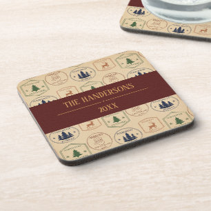 Vintage Style Christmas Stamp Coaster