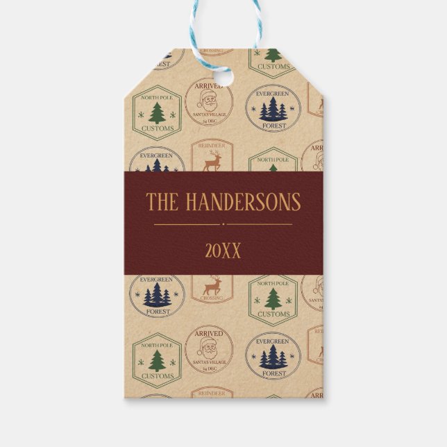 Vintage Style Christmas Stamp Gift Tags (Front)