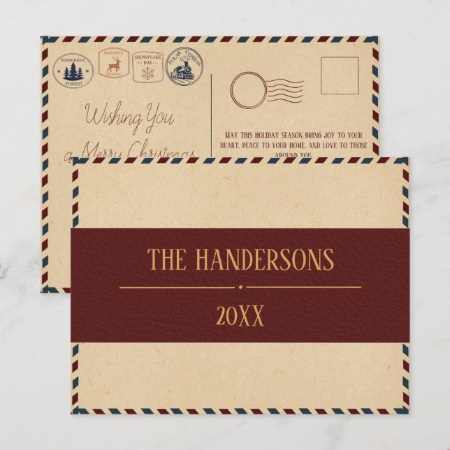 Vintage Style Christmas Stamp Postcard (Front/Back)